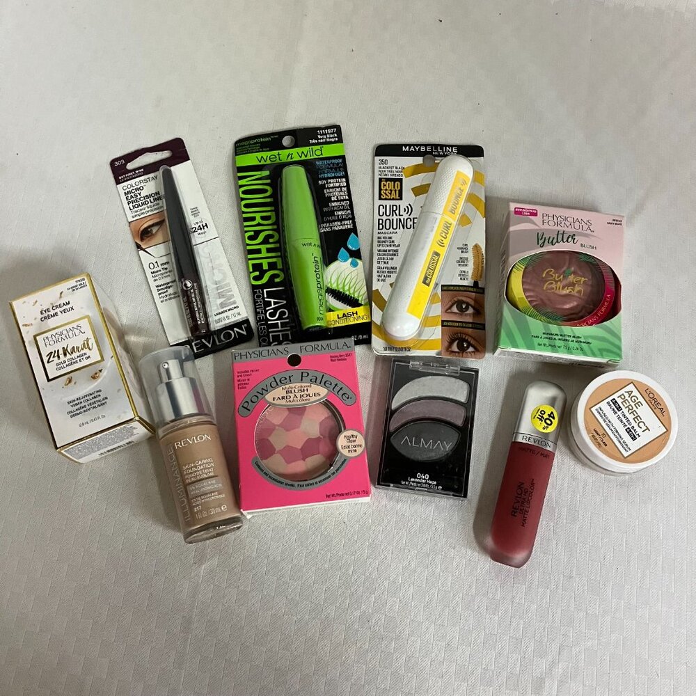 10-Piece Makeup Kit Revlon Maybelline Almay Wet n Wild Physicians Formula Set